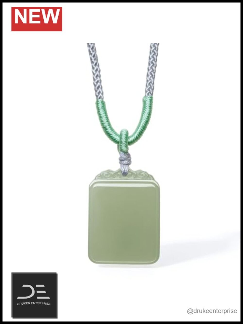 Natural Nephrite Jade Pendant Necklace Adjustable Braided Cord